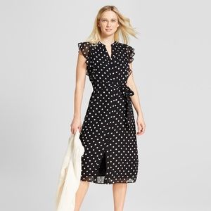 Polka Dot ruffled midi